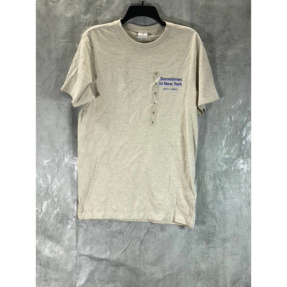 Cotton:On Men's Oatmeal Marle Sometimes In New York Tbar Text T-Shirt SZ XL